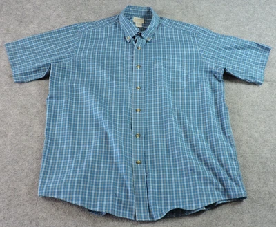 L.L. Bean Mens XL Traditional Fit Plaid Check Short Sleeve Button Down Shirt - Image 1 of 4