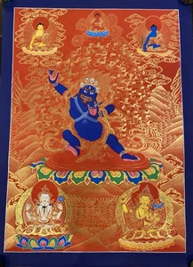 handpainted Masterpiece Tibetan Buddha Vajrapani Thangka Oil Painting Protector - Picture 1 of 6
