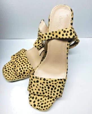 CHARLOTTE RUSSE Leopard WOMENS SHOES SZ 10 Ankle Strap OPEN TOE 4" WEDGE HEELS - Image 1 of 4