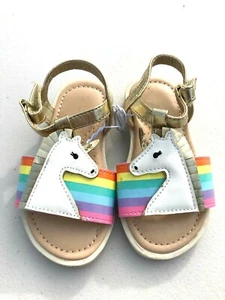 NEU Sugar 6 Mädchen Schuhe Sandalen Sand Schuhe Einhorn Regenbogen Kunstleder - Bild 1 von 6