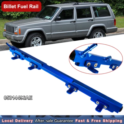 Riel de combustible de rendimiento de aluminio Blue Billet apto para Jeep Cherokee XJ Wrangler 97-2001 Foto 1 de 4