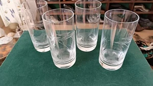 4 assorted Glass Tumblers Etched Jungle Animals early 1900's (Heavy Bases) - Picture 1 of 10