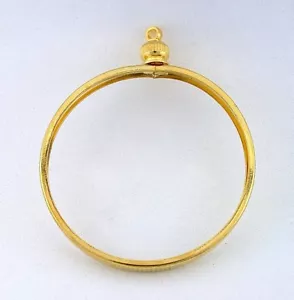 ONE SILVER DOLLAR GOLD COLOR COIN HOLDER PENDANT MOUNTING MOUNT FINDING CF930 - Picture 1 of 1