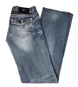 Miss Me Jeans Womens 25 Easy Boot Cut Low Rise Stretch Embellished 33" Inseam - Picture 1 of 9