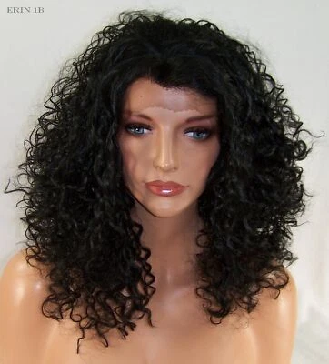 Peluca frontal de encaje coqueta suave negra # 1b segura contra el calor hasta el hombro rizada Eri EE. UU. Foto 1 de 4