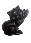 Vintage Black Cat Solid Cast-Iron Doorstop Bookend Black Kitty 5 1/2" Tall (3)