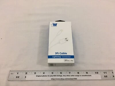 (1) NUEVO Cable de carga Just Wireless de 3 pies - USB-A a Apple - BLANCO (sw) Foto 1 de 4