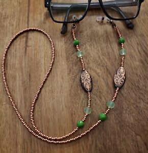 30CG Handmade 30" Copper & Green Eyeglass Chain