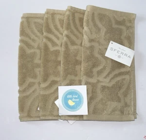 Set 4 Sferra Moresco Washcloths Towel OAT (tan) 12" x 12" New Cotton - Picture 1 of 5