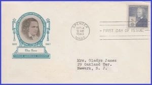 USA4 # 892 ADDR IOR FDC Elias Howe - Imagen 1 de 1