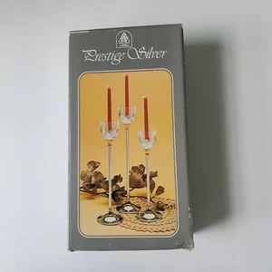 Vintage Prestige Kerzenständer Silberplatte & Messing Made In Italy 3er Set - Bild 1 von 11