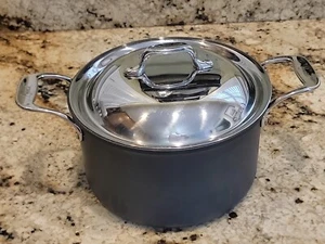 Emeril All Clad 3.5 Qt. Stock Pot Anodized Non Stick w Stainless Steel Lid EUC - Picture 1 of 7