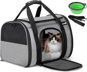 Pecute Extra Large Cat Carrier Bag, Pet Travel Handbag with Foldable Bowl, So - Picture 1 of 14
