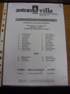 12/03/1997 Aston Villa Reserves v Huddersfield Town Reserves [At Walsall] (Singl - Picture 1 of 1