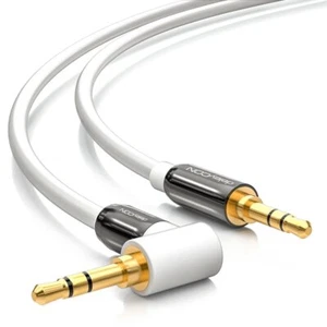 deleyCON 0,5m Klinken Kabel 90° Grad gewinkelt [weiß] 3,5mm Stecker zu Stecker - Bild 1 von 7