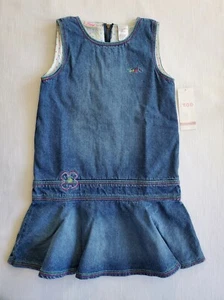 Izod Girls Denim Jumper Dress Size 6 Sleeveless Ruffle Skirt Flower NWT NEW - Picture 1 of 7
