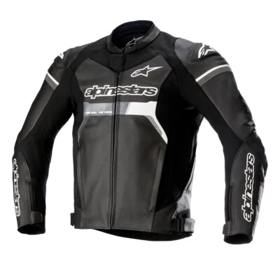 Alpinestars GP Force Leather Motorcycle Motorbike Jacket Street Black White - Image 1 of 3