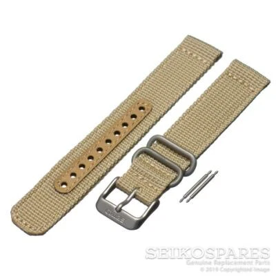 Seiko Watch Strap for 5 SNK803 SNK811 7S26-02J0 18mm Tan Beige Nylon Fabric Band - Image 1 of 2