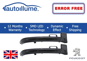 Unidades de espejo de ala secuencial LED ahumado indicadores de barrido dinámico para Peugeot 308 - Imagen 1 de 5