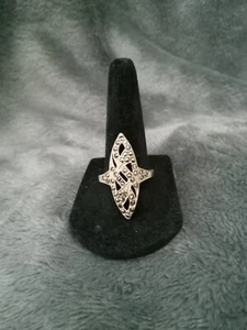 Anello vintage JUDITH JACK argento sterling 925 pietra preziosa marcasite misura 8,75 - Foto 1 di 6