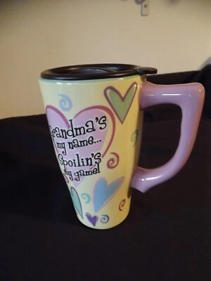 NUEVA TAZA DE VIAJE ABUELA CERÁMICA CORAZONES DE SAN VALENTÍN "SPOILIN'S MY GAME" SPOONTIQUES Foto 1 de 4