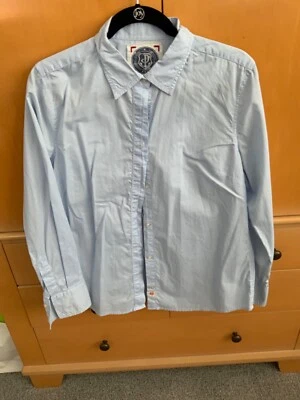 Dockers, long sleeve blouse, light blue with covered buttons size large — 第 1/4 张图片