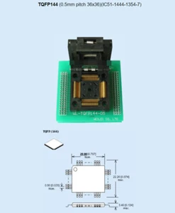 Adaptador de zócalo WL-TQFP208-E116 0,5 mm paso 52x52 para programador Wellon - Imagen 1 de 1