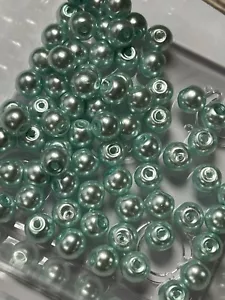 75 6mm turquoise blue glass pearl Beads Jewellery Making - Picture 1 of 1