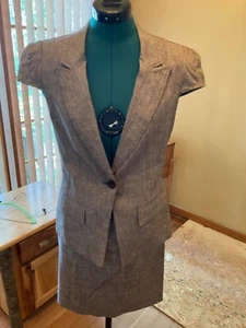 BEBE Linen 2-pc. Suit, Lined, Size 6, Brown - Picture 1 of 12