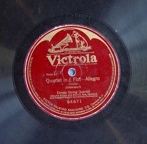 78 RPM 10": Victrola 64671 Elman String Quartet Quartet in E Flat - Allegro 1917 - Picture 1 of 3