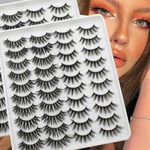 20 Pair 3D Faux Mink False Eyelashes Wispy Cross Long Thick Soft Fake Eye Lashes - Picture 1 of 27