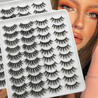 20Pair 3D Faux Mink False Eyelashes Wispy Cross Long Thick Soft Fake Eye Lashes, - Image 1 of 4