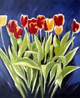 Peinture à l'huile de qualité peinte à la main tulipes rouges et jaunes 20x24 pouces
