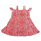 Denim Co Beach Modern Trendy Printed Off the Shoulder Swim Dress 18W Plus Sz Red