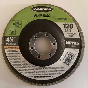 WARRIOR 4 1/2" FLAP DISC - NEW NEVER USED - 120 GRIT FOR METAL - ITEM #69604 - Picture 1 of 2