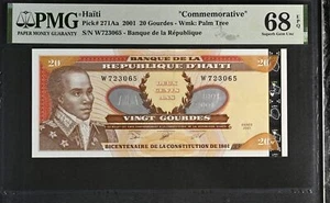 Haiti 20 Gourdes 2001 P 271Aa Commemorative Superb Gem UNC PMG 68 EPQ TOP POP - Picture 1 of 3