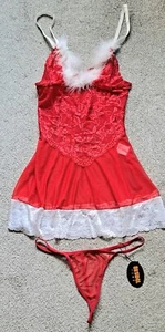 Womens Lace & Satin Lingerie Set Babydoll Teddy & Thong Size Small (8-10) - Picture 1 of 2