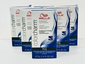WELLA COLOR CHARM PERMANENT DYE LIQUID 7CG MEDIUM PLATINUM GOLD BLONDE PACK OF 6 - Picture 1 of 4