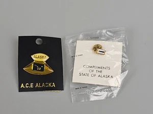 2x Lot Alaska Metal Pins A.C.E. ACE AK Flag & State Compliments Walrus - Picture 1 of 6