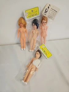 4- Vintage Fibre-Craft Plastic #3000 Flat Heel Dolls 7½" Tall & Craft Things - Picture 1 of 11