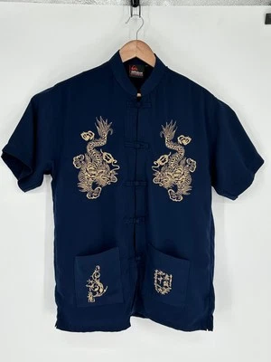 VTG Quiksilver Chinese Tang Suit Shirt Mens 2XL Blue Dragon Embroidered Y2K Z6 - Image 1 of 4
