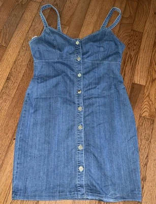 Vestido de mezclilla grande de iris con botones para mujer Foto 1 de 4