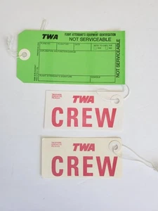 Vintage Konvolut 3 TWA Airlines Crew Gepäckanhänger, unbenutzt - Bild 1 von 7