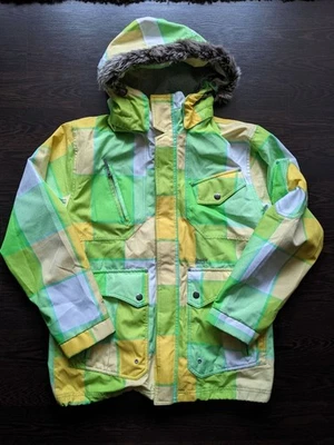 Men's Special Blend Ski Snow Jacket Hooded Green Yellow Check Storm 15k sz S - Image 1 of 4