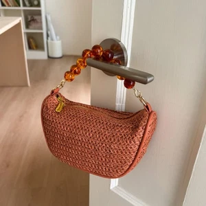Handmade Grass Weave Handbag Fashion Metal Chain Crossbody Bag Straw Bag Beach - Picture 1 of 15