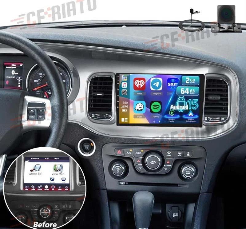 Apple Carplay For Dodge Charger 2011-2014 Car Stereo Radio Android 15 GPS 2+64GB - Image 1 of 4