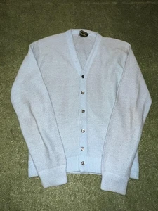 MacFane Sweater Mens Light Blue 100% Acrylic Button Cardigan V Neck - Picture 1 of 11