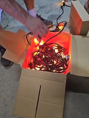  Hampton Bay 48ft LED Commercial Grade Plug-in String Lights, 24 Lights - Image 1 of 3