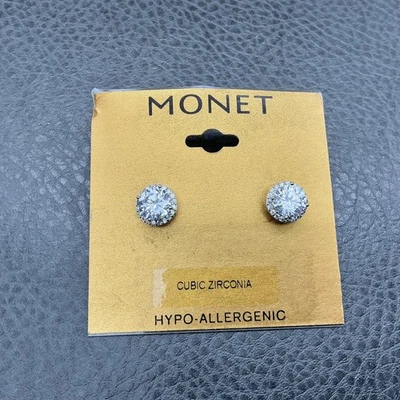 Pendientes Monet con halo de circonitas cúbicas para mujer talla única hipoalergénico tono dorado Foto 1 de 4