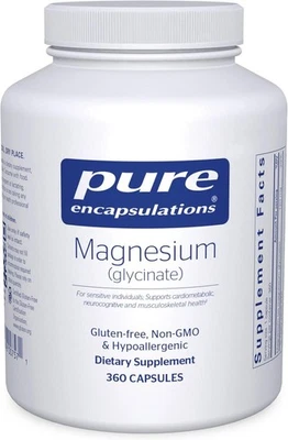 Pure Encapsulations magnésio (glicinato) 120mg - 360 cápsulas validade: 2028  - Imagem 1 de 4